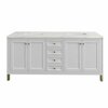 James Martin Vanities Chicago 72in Double Vanity, Glossy White w/ 3 CM Ethereal Noctis Top 305-V72-GW-3ENC